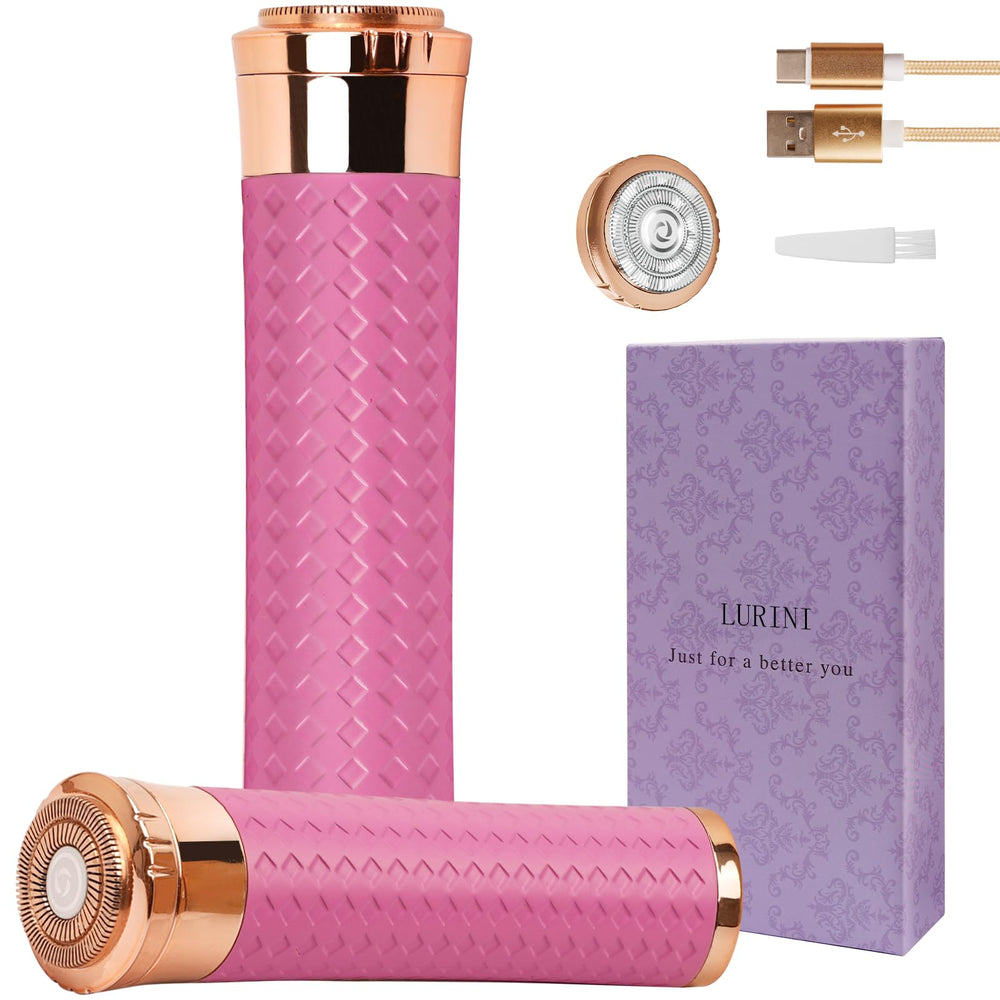 Lurini eliminador de vello facial con cabezal dorado, afeitado suave para piel sensible.
