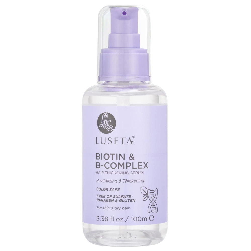 Luseta Biotin B-Complex Hair Oil bottle shows nourishing serum for fuller, healthier-looking hair