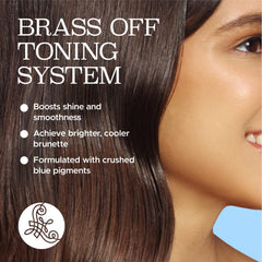 Luseta blue shampoo bottle closeup highlighting color-safe toning benefits.
