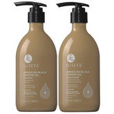 L Luseta castor oil shampoo bottle highlights strengthening formula for fuller-looking hair.