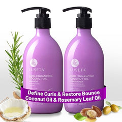 L LUSETA Luseta Curly Hair Shampoo and Conditioner Set with Coconut Oil for defined, frizz-free curls.
