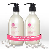 Luseta glossy pearl shampoo bottle shows luxurious shine and hydration for smooth hair.