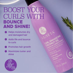 Luseta leave-in conditioner finish showing shiny, frizz-free curls and bounce.