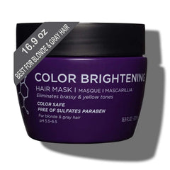 Luseta Purple Hair Mask bottle pour demonstrates color-brightening hydration.
