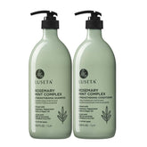 Luseta Rosemary Mint shampoo bottle highlighting moisturizing, frizz-reducing formula.