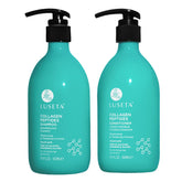 L Luseta Thickening Shampoo bottle closeup for fuller-looking hair.