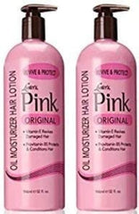Luster's Scurl Pink Oil Moisturizer applied during styling for detangling.