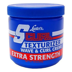 Luster's S Curl Texturizer Extra Strength jar for defined curls and moisture