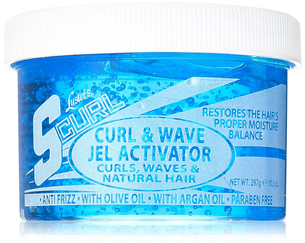 Luster's S Curl Wave Gel and Activator bottle for defined curls and shine