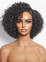 LUVME HAIR 8-inch curly wig front view shows natural pre-plucked hairline for seamless blend