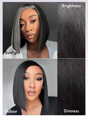 LUVME HAIR preplucked hairline close-up emphasizes natural parting.