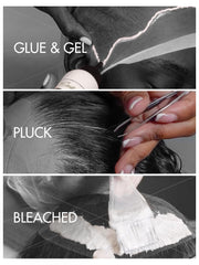 Luvme Hair precut glueless wig installation closeup emphasizes easy wear