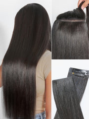 LUVME invisible clip-in extensions blend naturally for seamless 16-inch natural black look