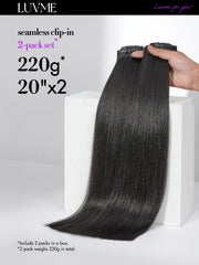 LUVME natural black 18-inch Remy clip-in hair for versatile styling options.