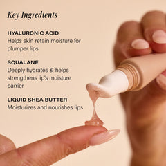 Lux Unfiltered N°15 lip serum swatch reveals silky moisture on lips.