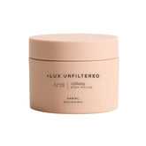 Lux Unfiltered N°28 body polish jar close-up showing creamy texture for radiant skin prep