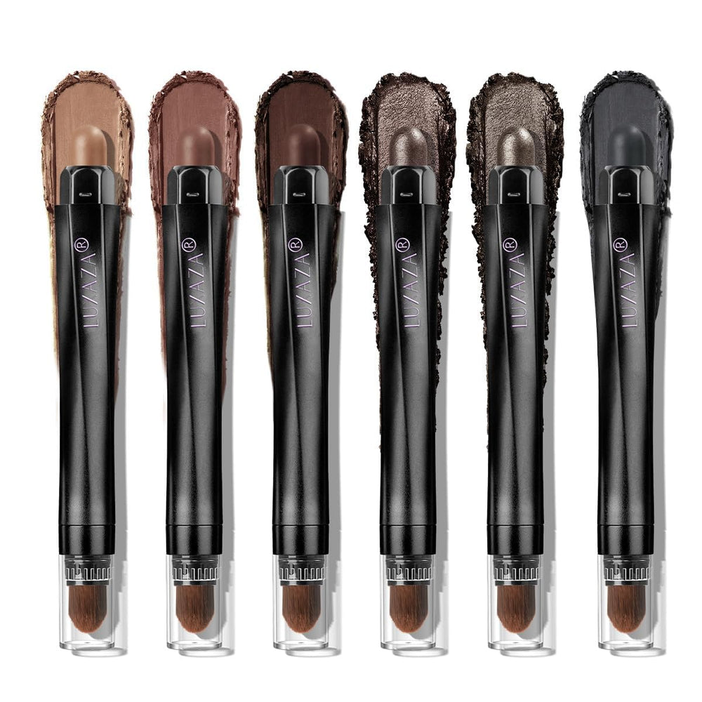 LUXAZA PRO packaging showcases neutral eyeshadow sticks for easy grab-and-go use