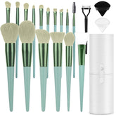 LUXBRU professional brush set with travel case for portable, organized makeup on the go.