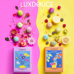 LUXDOUCE fruitful-bliss-series bombs showcase citrus and sweet notes for mood refresh.