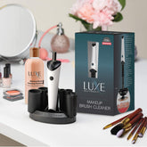 Luxe electric makeup brush cleaner machine spins brushes quickly for fast cleaning