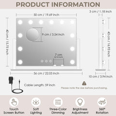 LuxeVue vanity mirror offers 360-degree rotation for flexible angles during tutorials.