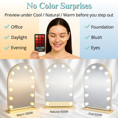 LUXFURNI vanity mirror color temp settings enable versatile office and evening appearances.