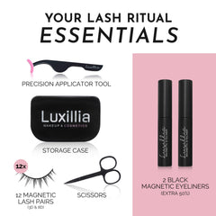 Luxillia magnetic eyeliner close-up shows waterproof formula for all-day hold.
