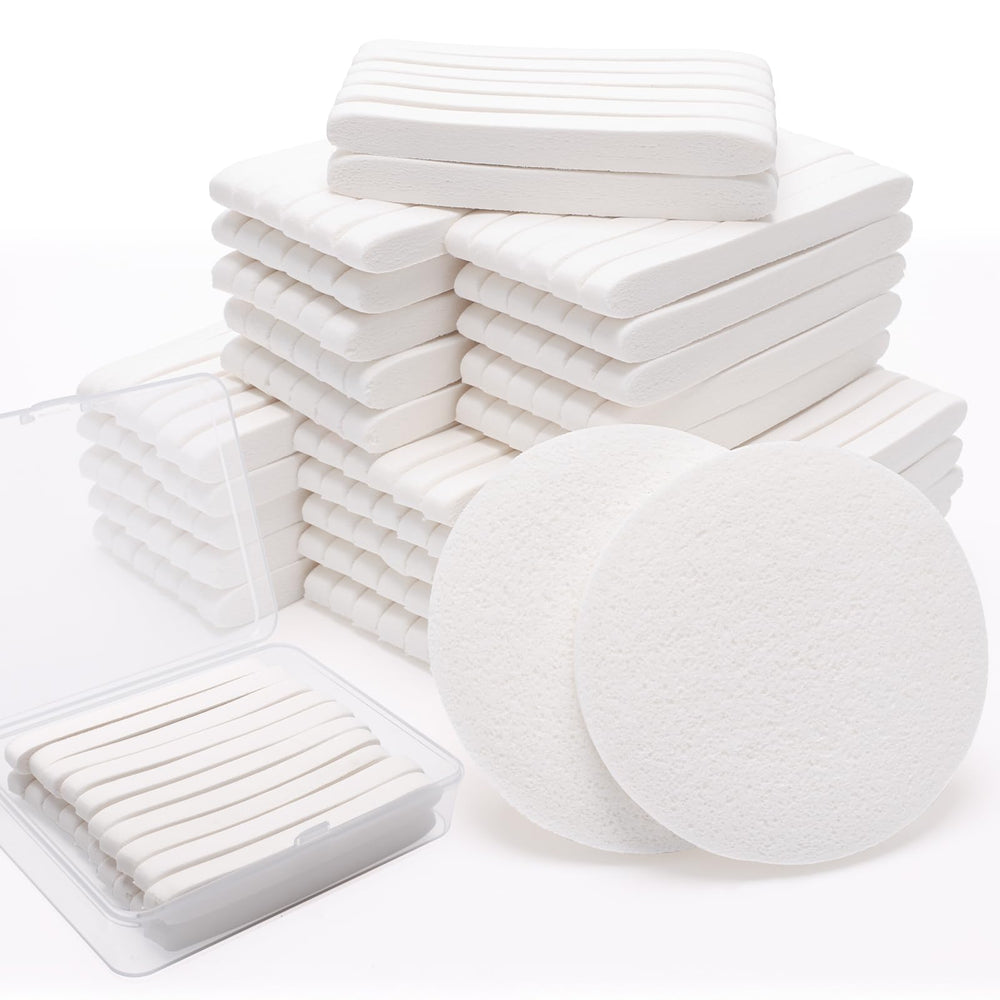Luxiv compressed white facial sponge pack ready for professional cleansing routines