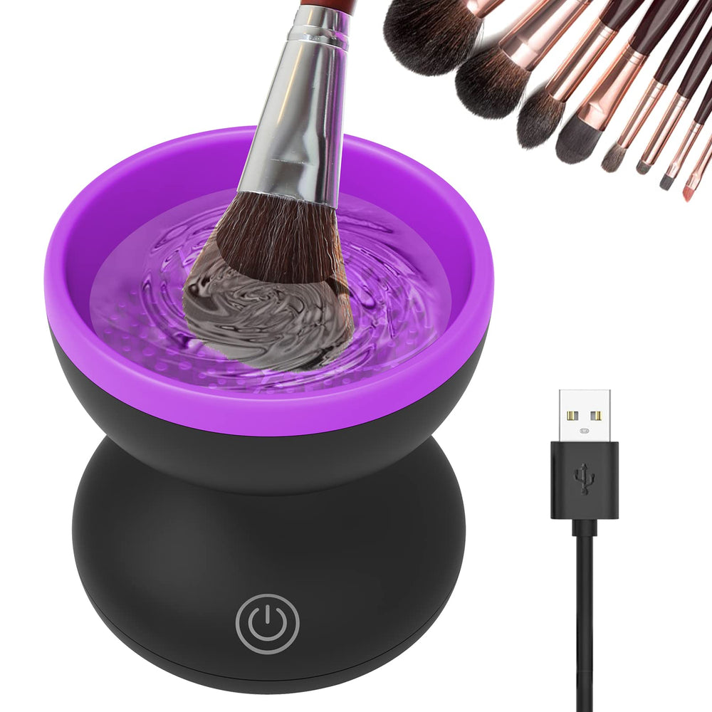 Luxiv electric makeup brush cleaner front view shows compact design for on-the-go use.