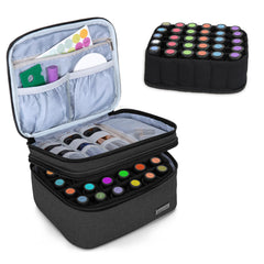 LUXJA essential oil carrier case outer view highlighting durable nylon construction for travel.