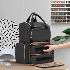 Luxja Nail Polish Organizer bottom removable cases hold up to 35 bottles each.