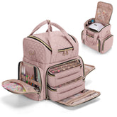 LUXJA Nail Polish Organizer front view shows durable quilted exterior and bottle storage.