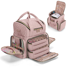 LUXJA Nail Polish Organizer front view shows durable quilted exterior and bottle storage.