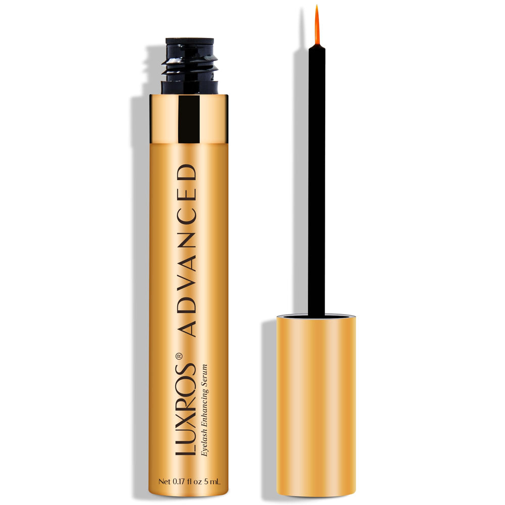 LUXROS eyelash growth serum bottle with applicator for fuller lashes with nightly use