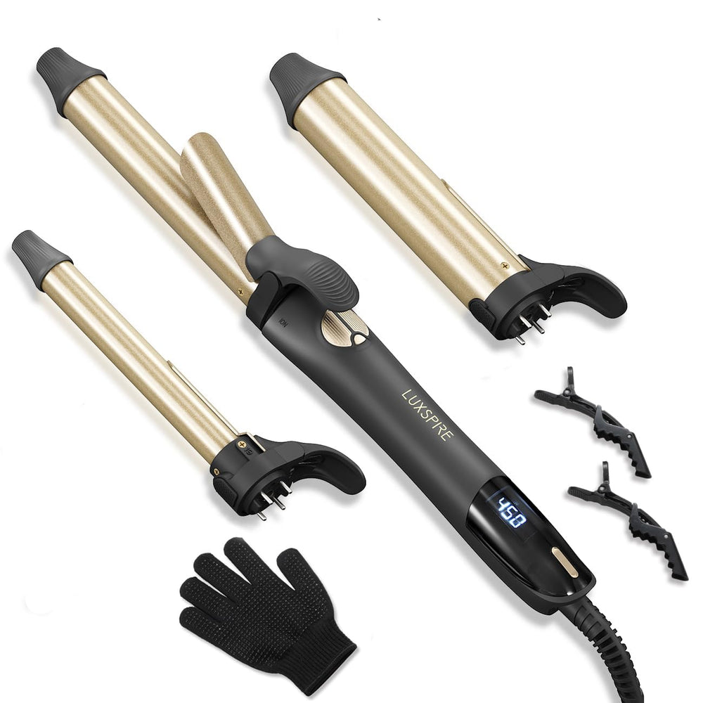 Luxspire rotating curling iron 0.75-inch barrel for versatile tight curls and beachy waves