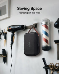 Luxtude hair clipper case side pocket holds small accessories for quick access.