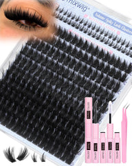 Lvmixwig wispy lash clusters kit shows dramatic at-home lash enhancement.