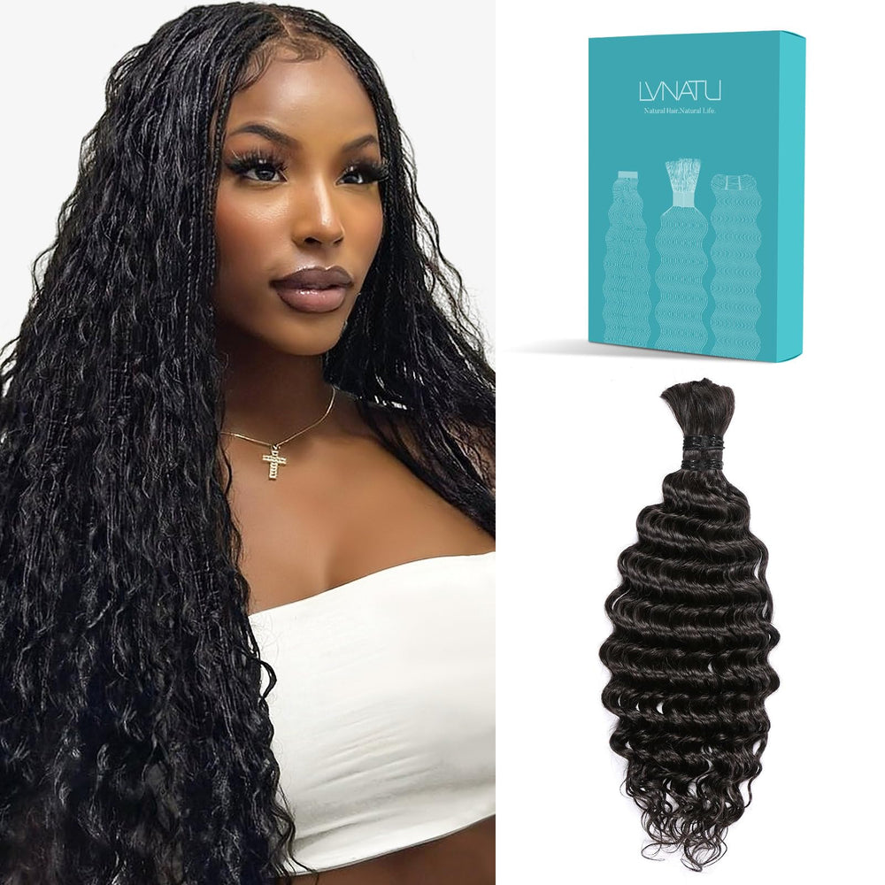 Lvnatu boho human hair braiding bundle showcases natural texture for versatile styles