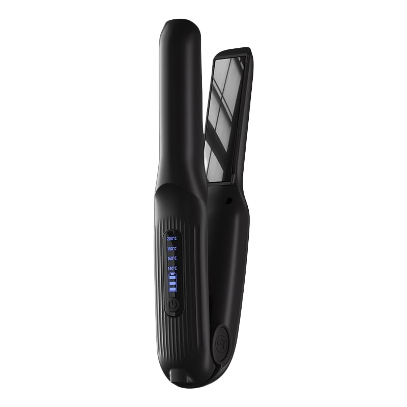 LYFDUW cordless travel flat iron with grip texture for easy on-the-go touch ups