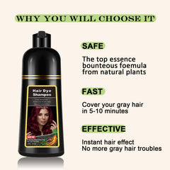 Lymznus 3-in-1 hair dye shampoo cleanses and conditions with color.