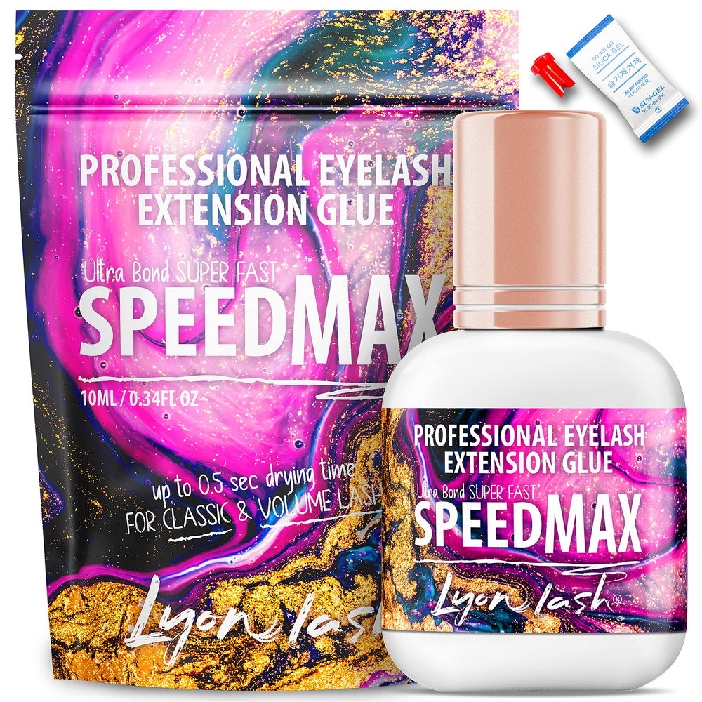Lyon Lash SPEEDMAX dry-time close-up showing rapid set for faster lash applications.