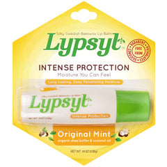Lypsyl Intense Protection Original Mint lip balm tube ready for use and moisture.