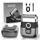 LYRSLF electric foil shaver front view shows a compact travel-ready design