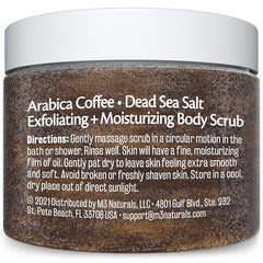 M3 Naturals Arabica Coffee Scrub foot care highlights smooth skin.