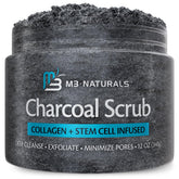 M3 Naturals charcoal scrub packaging showing premium detoxifying pores.