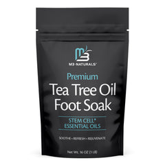 M3 Naturals Tea Tree Foot Soak bottle for spa-like relaxation and odor control