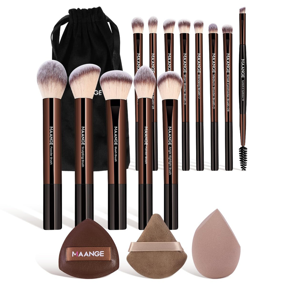MAANGE 16pc makeup brush set packaging display for travel-ready kit