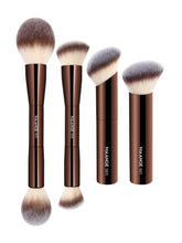 MAANGE 4Pcs foundation brush set in coffee tones laid out for full-face prep.
