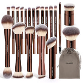 MAANGE coffee 21-piece brush set for versatile makeup application.