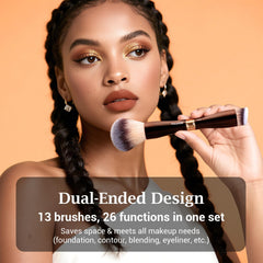 MAANGE dual-ended concealer brush enables precise blending for edge control.